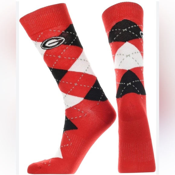 TCK UGA Georgia Bulldogs Argyle Dress Socks for Men NCAA Fanwear Crew Length NWT - Picture 1 of 5